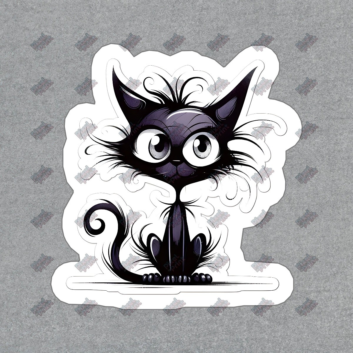 Cute Black Cat Vinyl Sticker Whimsical Cat Decal for Laptops, Water #490260