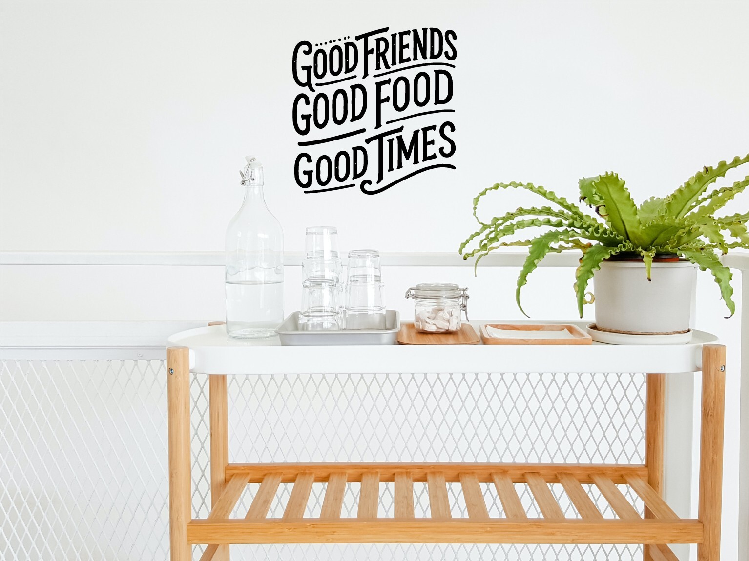 Good Friends Good Food Good Times Wall Decal Stylish Vinyl Sticker for Kitchen