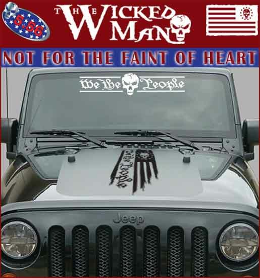 The Wicked Man – We The People Text USA Skull Decal Sticker