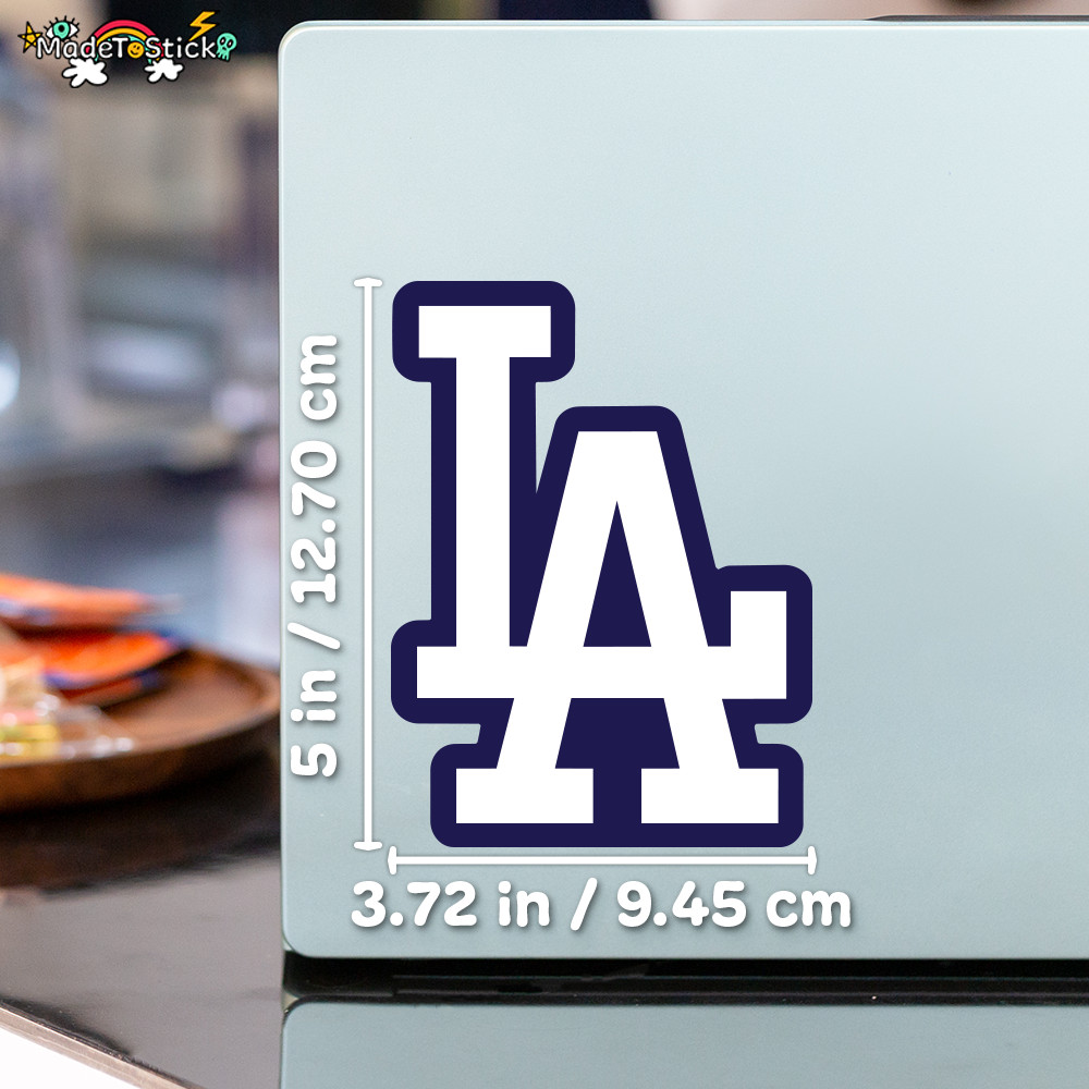 LA Dodgers Sticker Navy Blue White Car Window, Laptop and Bottle 3.72W x 5H in