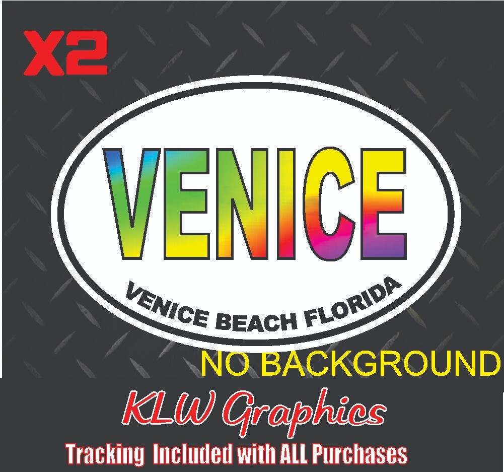 Venice Beach Florida PCB Oval Bumper Sticker Helmet Sticker Euro Oval USA