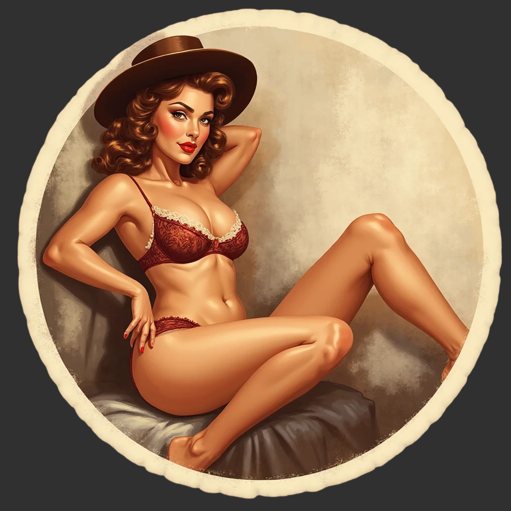 Pinup Girl sticker vinyl decal brunette lingerie sultry hourglass seated pose