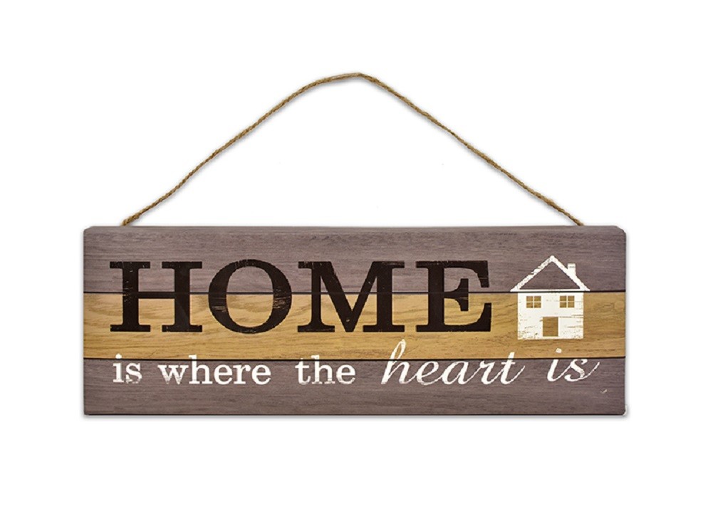 Home Is Where The Heart Is Canvas Hanging Plaque, 12"