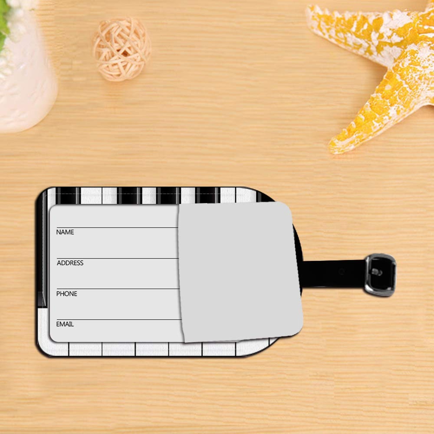 Nicokee Piano Keys-Music Leather Luggage ID Tag White Black Travel Bag Label …