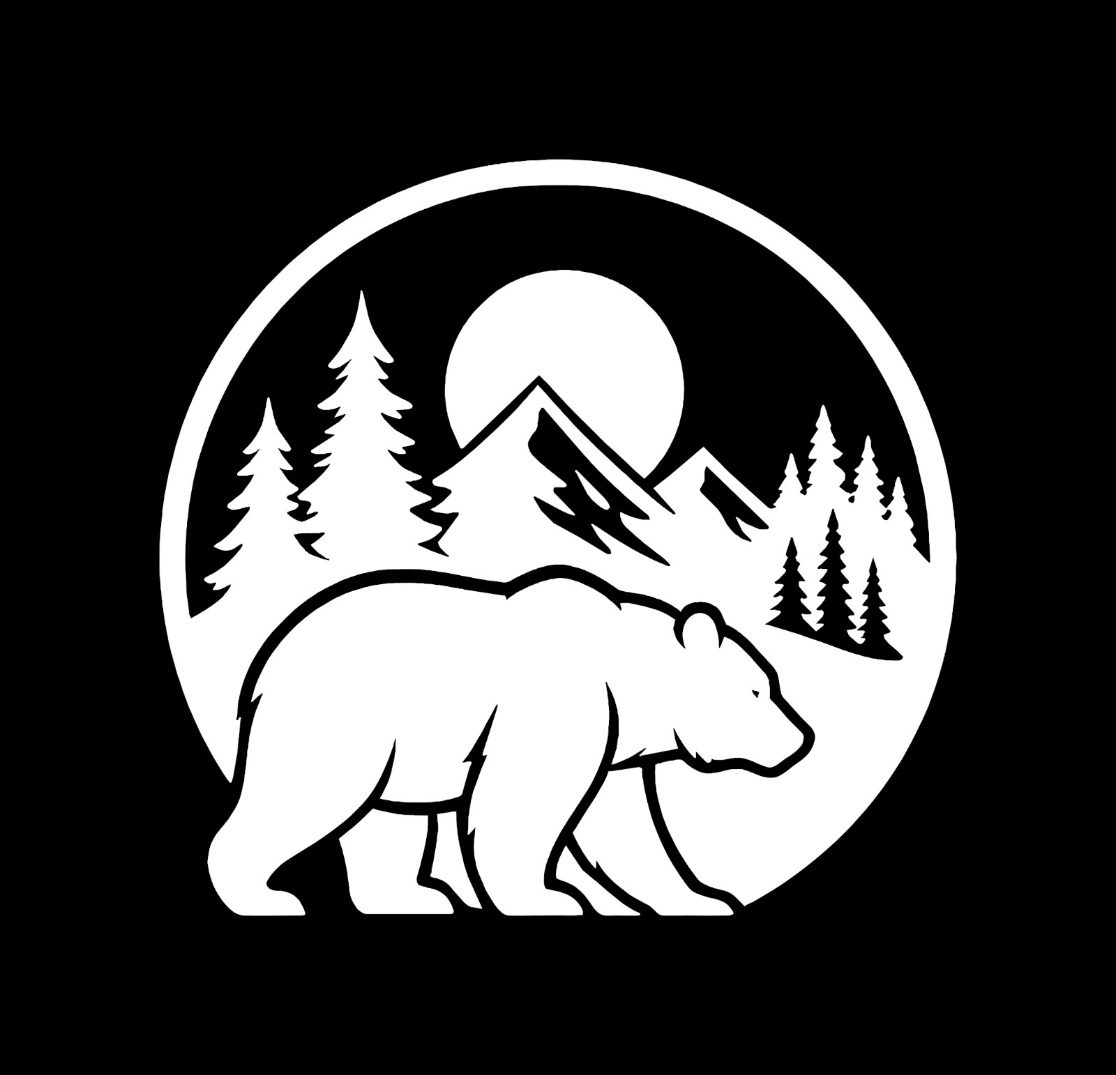 Bear Vinyl Decal Mountain Forest Silhouette Sticker Wildlife Outdoors Camping