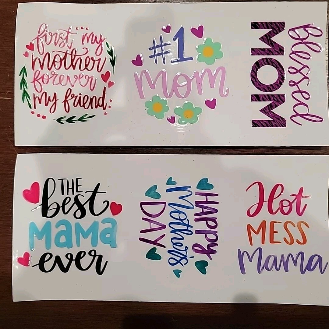 UV DTF Happy Mothers Day Mom Mama Blessed 12 Pc Decals Sticker Set 3×3"