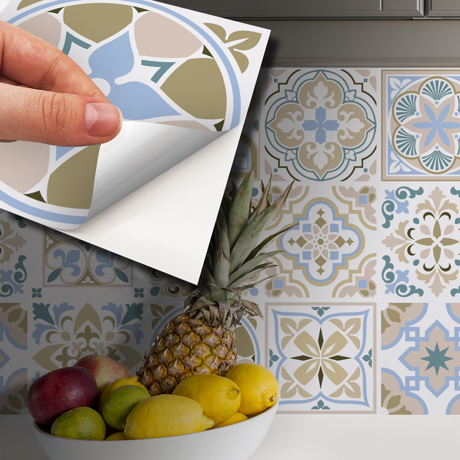 24pcs 6×6 Light Sapphire Parchment Peel and Stick Tiles Sticker Backsplash DIY