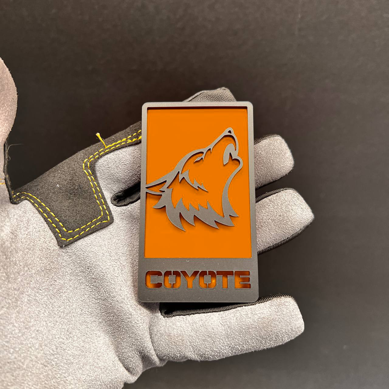 Coyote Car Badge Emblem Grill – BLACK ON ORANGE Trunk Aggressive Racing (1X)