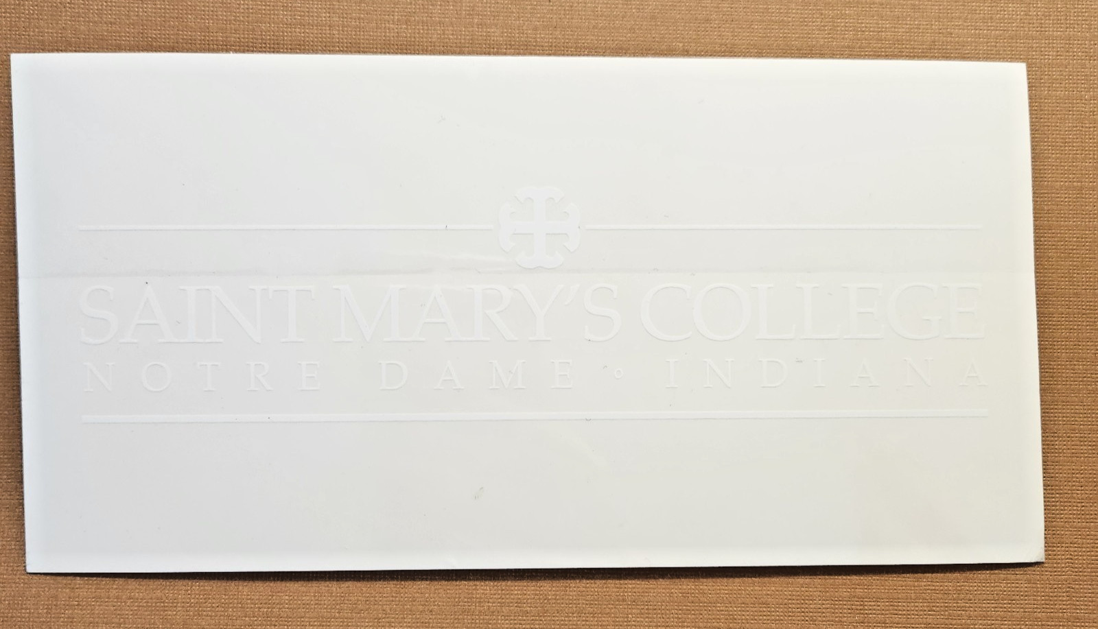 Saint Mary's College Decal Sticker Window Graphic White 3.75×7.5" Notre Dame IN