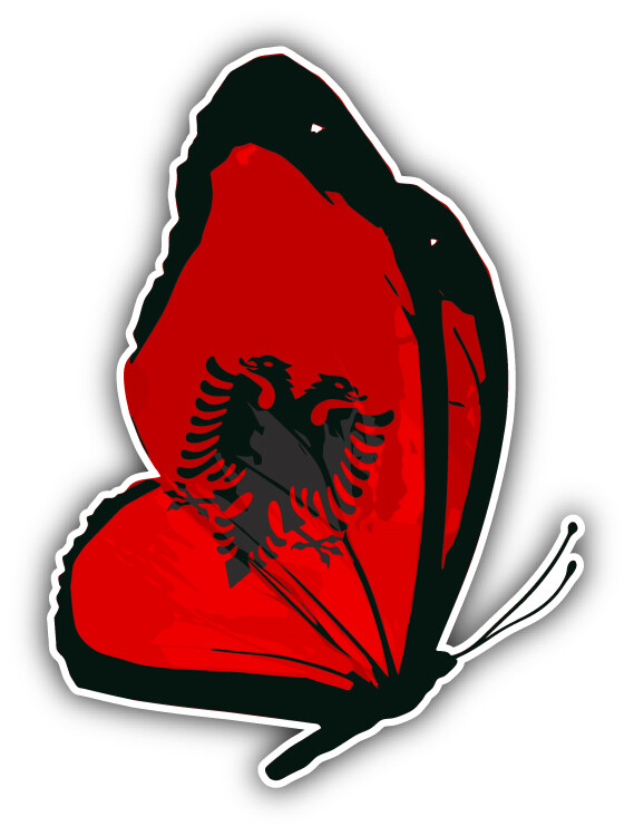 Albania Flag Butterfly Car Bumper Sticker Decal