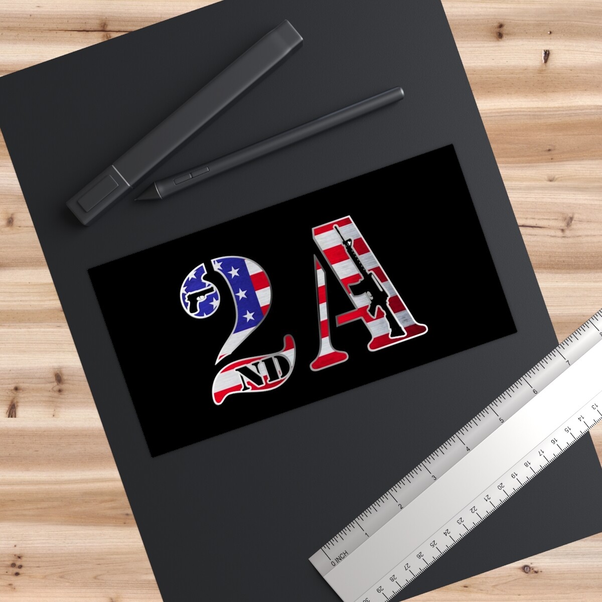2A Second Amendment with flag premium water-resistant vinyl Bumper Sticker