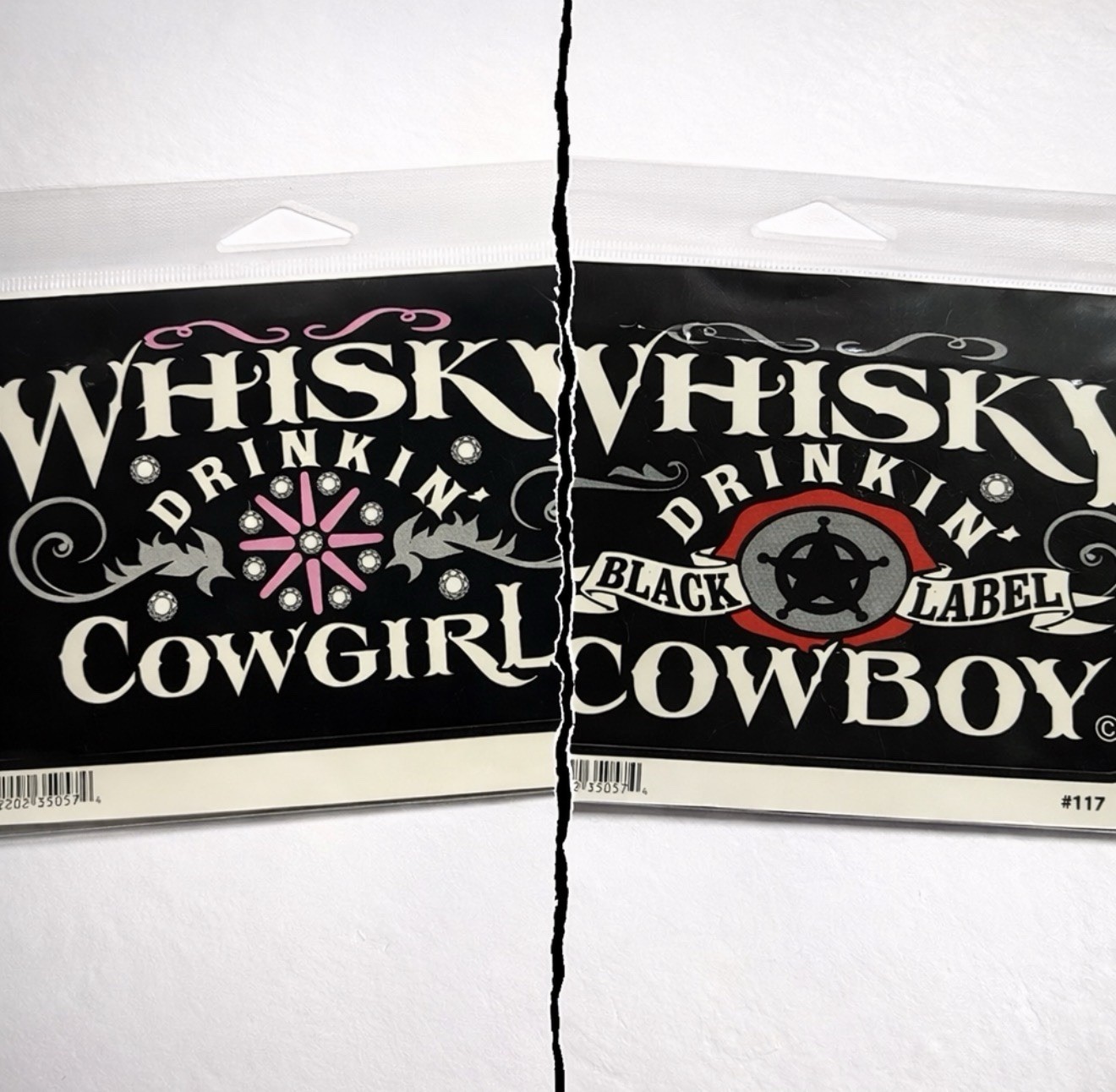 Whiskey Drinkin Cowgirl Cowboy Decal Sticker Set 2 Pack 6×3.5” #117 #118