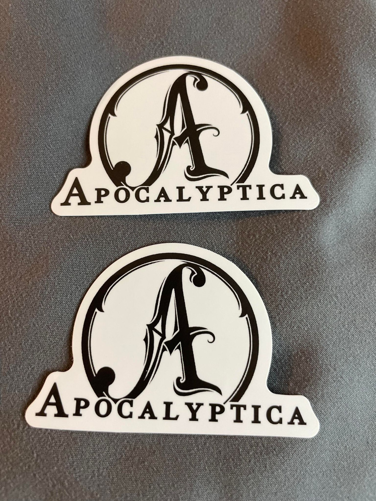 Lot (2) APOCALYPTICA 1 5/8" x 2 1/2" Band STICKERS Black White FAST! FREE SHIP!