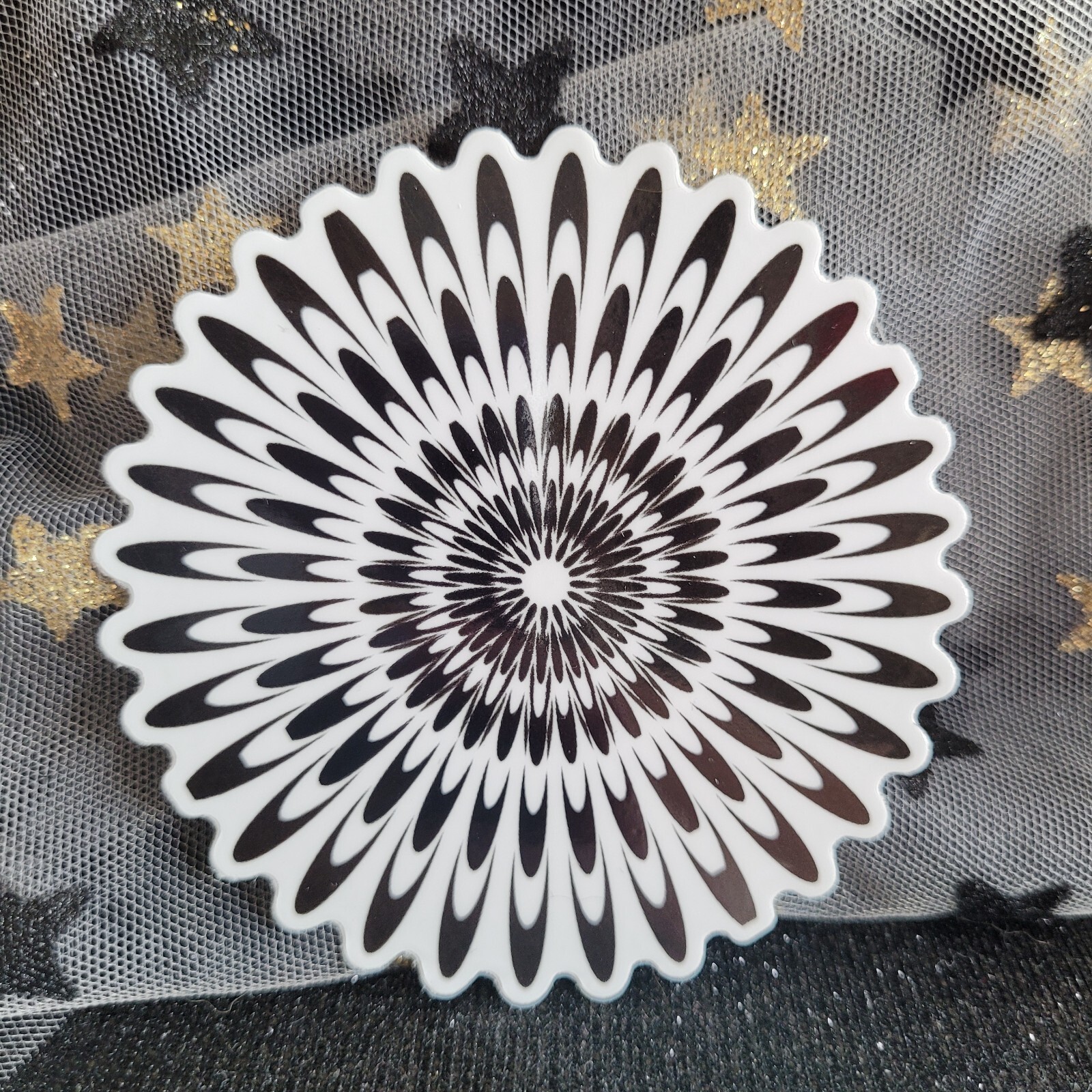 BWC007-Flower Shaped Black White Sticker | Monochromatic | Psychedelic Flowers