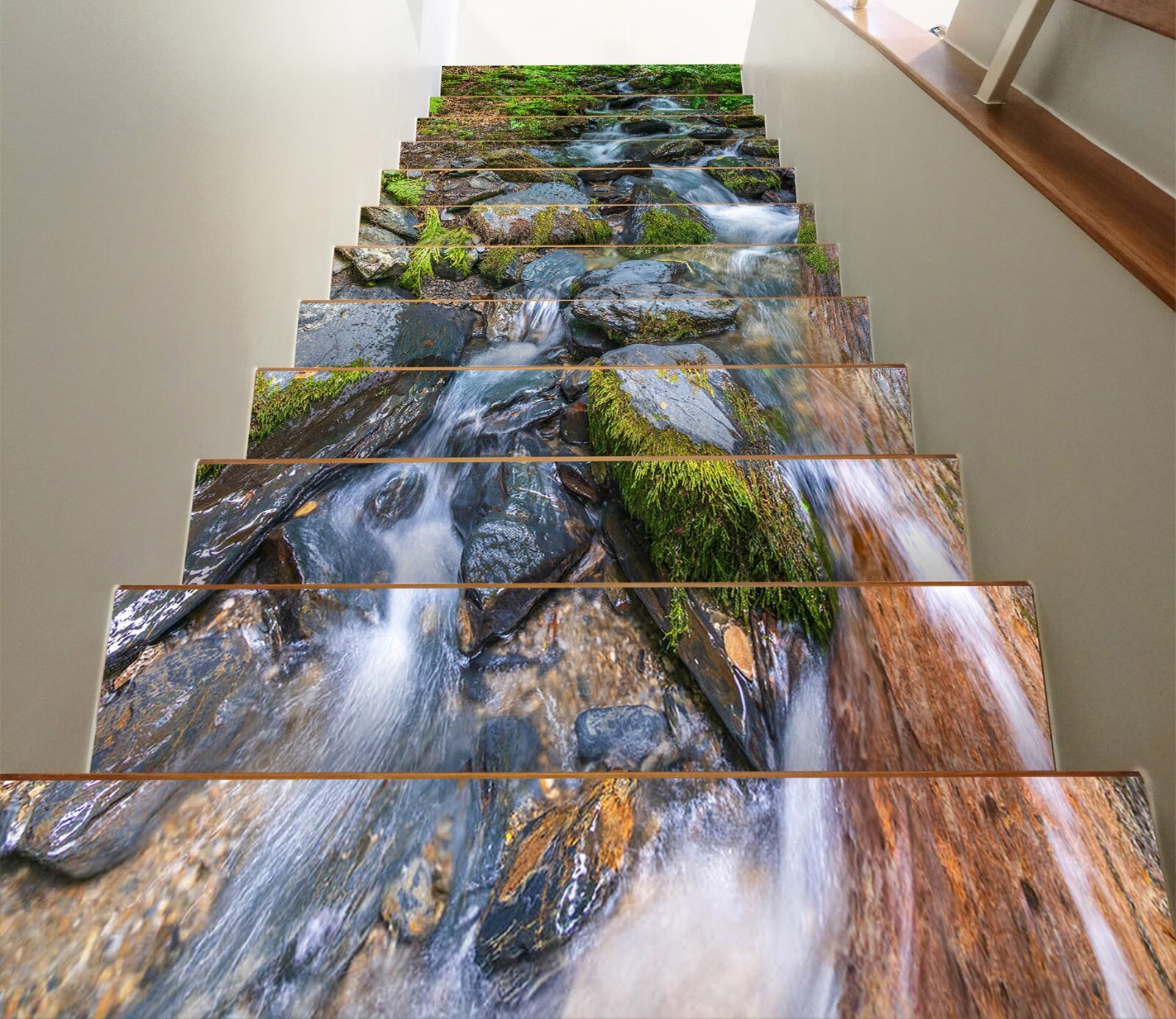 3D Flowing Stream W033 Stairs Risers Decoration Photo Mural Vinyl Wallpaper Vera