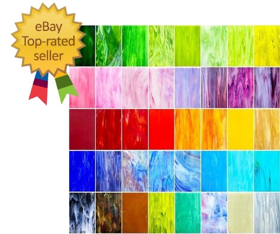 36 Sheets Vibrant Stained Glass Sheets Variety Pack, 6 X 4 Inch Stained Glass Su