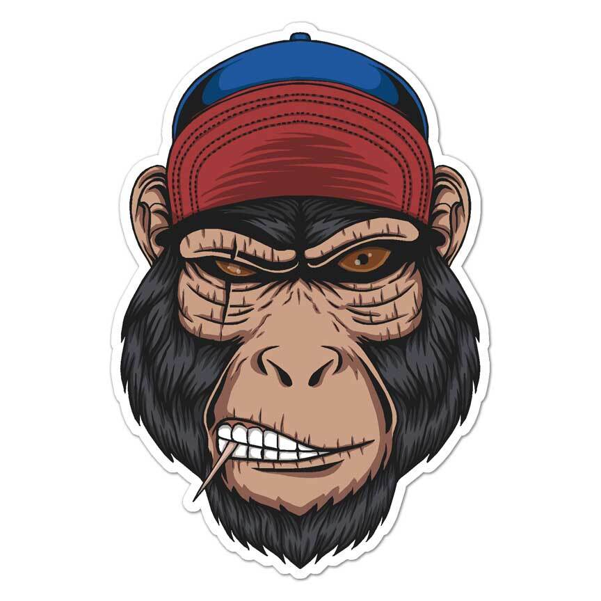 Monkey Trucker's Hat, Vinyl Decal Sticker, Indoor Outdoor, 3 Sizes, #7585