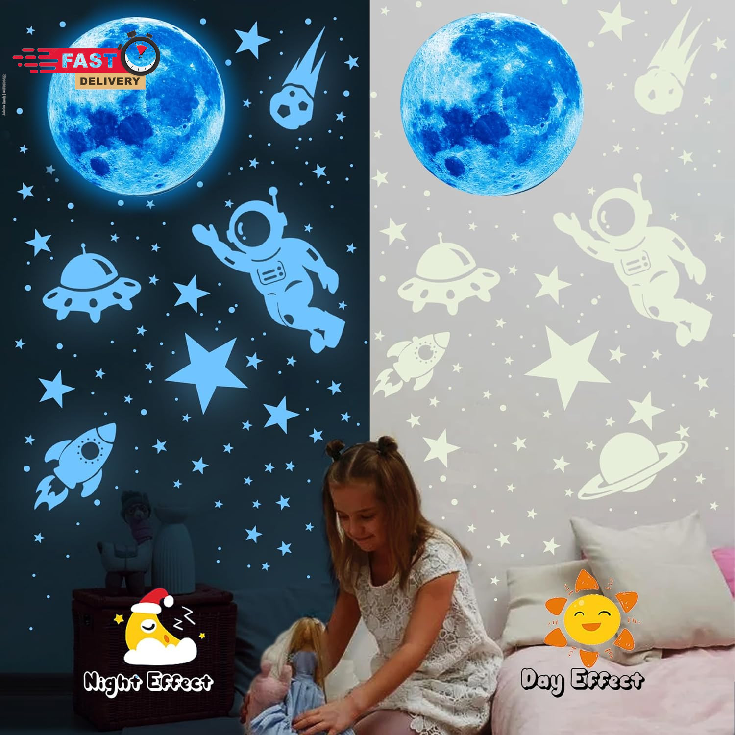 530Pcs Glowing Stars for Ceiling,Glow in the Dark Stars,Space Wall Decals Solar