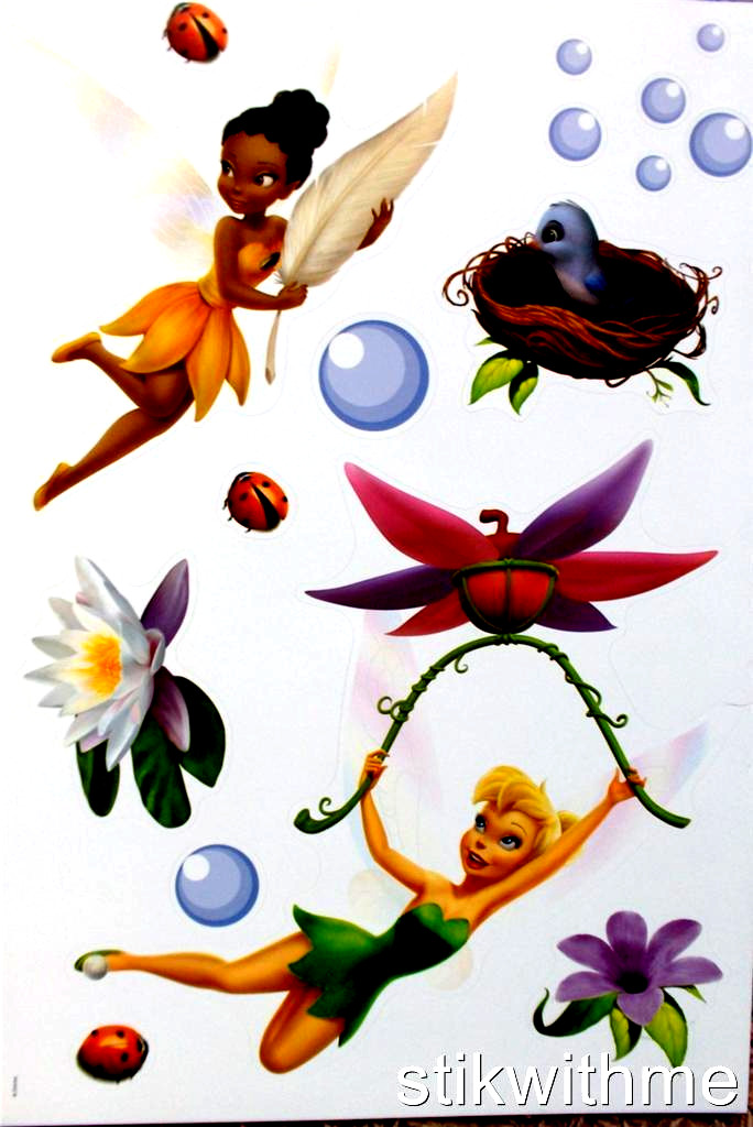 DISNEY FAIRIES Tinkerbell & Friends 48 REMOVABLE WALL STICKERS NEW FREE SHIP
