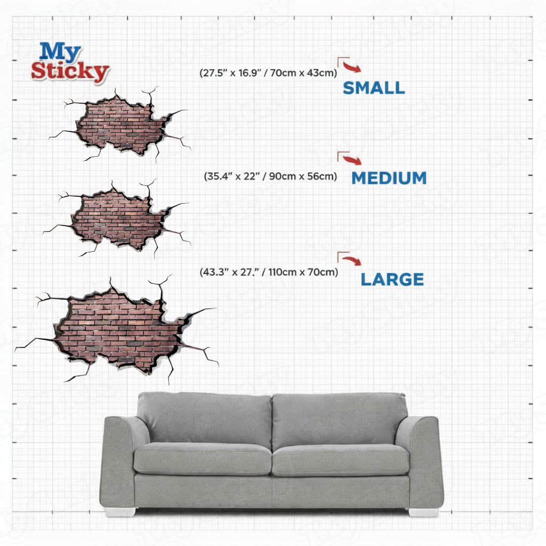BRICK WALL Art Sticker Wall Decal Removable Room Decor MySticky Room Design