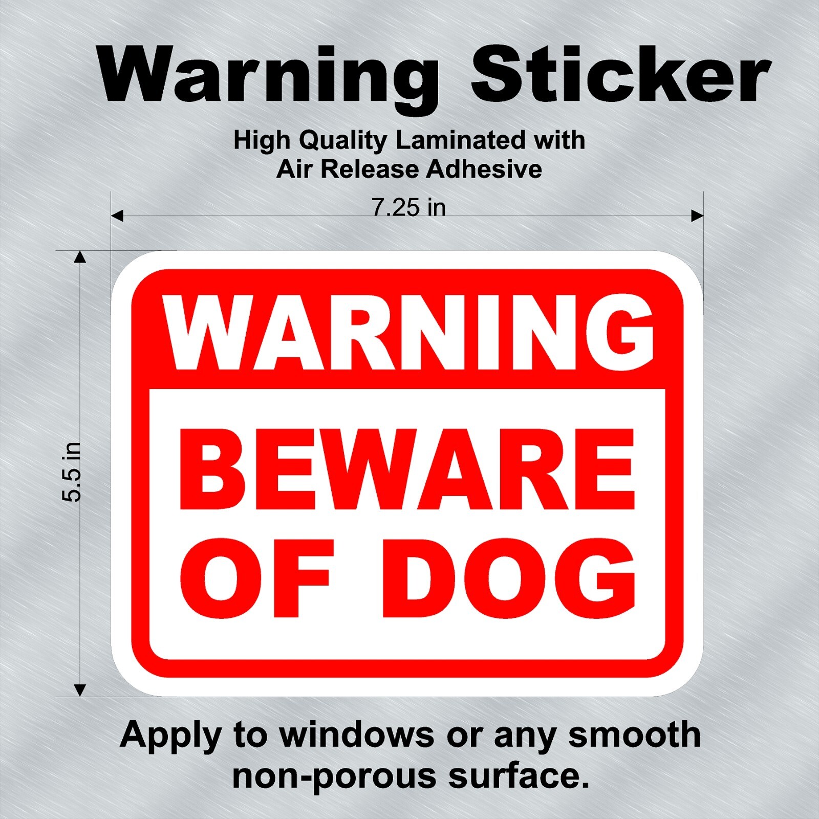BEWARE OF DOG High Quality Laminated Sticker Red White 7.25"x5.5" SHIPS FREE