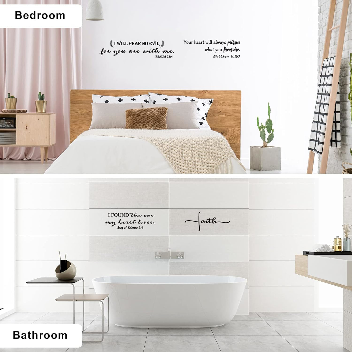 12 Styles Inspirational Wall Decals Peel and Stick Vinyl Bible Verse Wall Decals