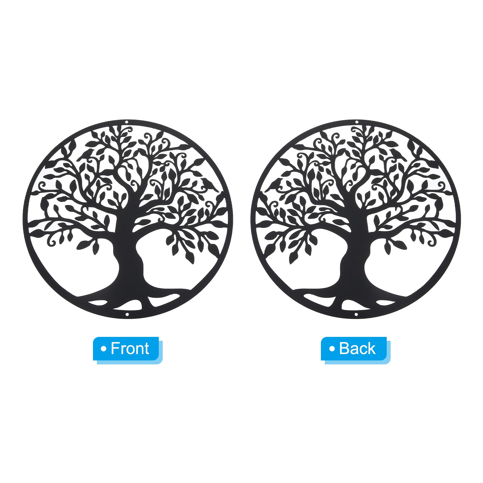 Metal Tree Wall Decor Tree of Life Wall Sculpture Decoration Style 5, Black