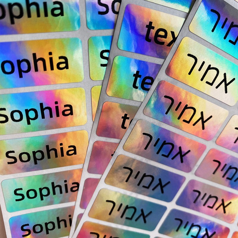 30pcs 1.8×0.7in Holographic Name stickers laser label logo/kid/Manicure/business