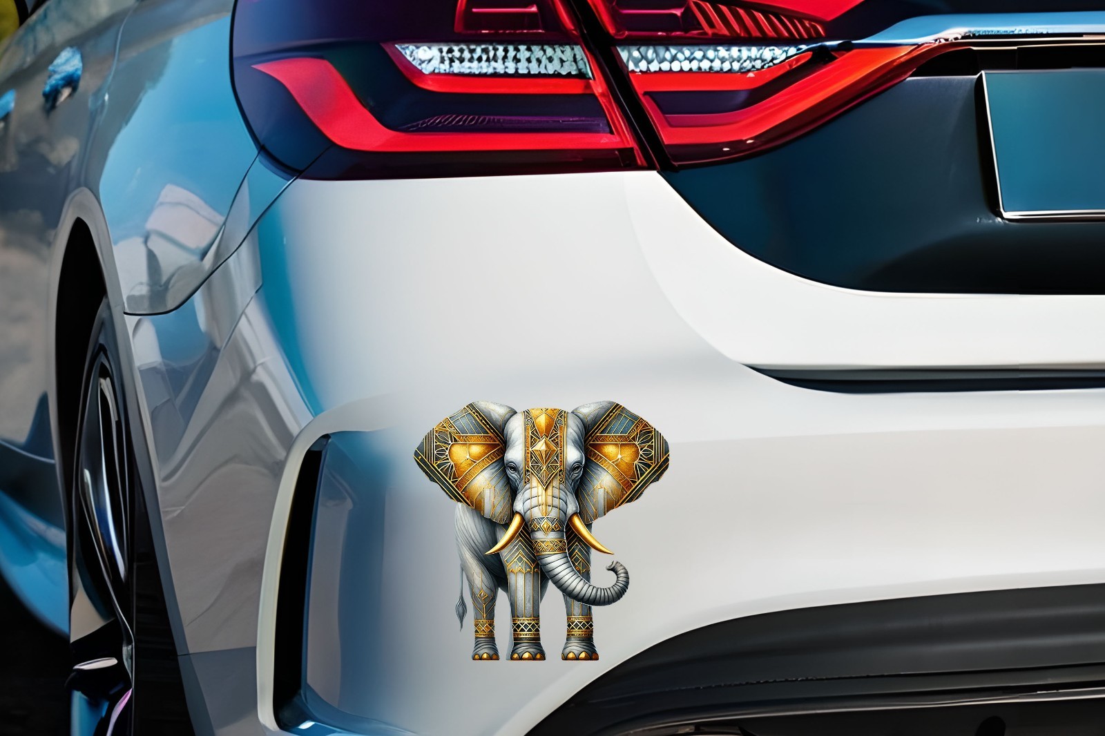 Art Deco Elephant UV DTF Transparent Sticker / Decal
