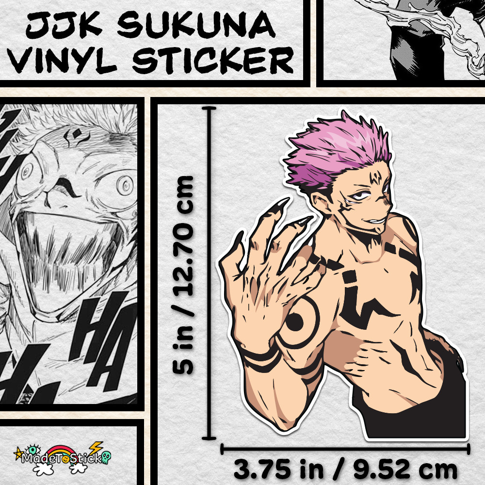 Sukuna Jujutsu Kaisen sticker, glossy finish and vibrant colors 3.75"W x 5"H