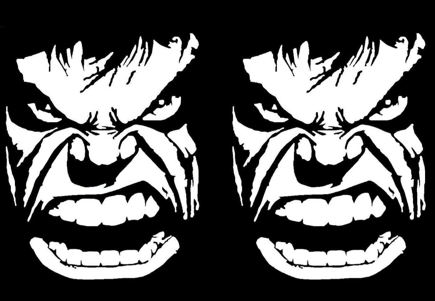 Incredible Hulk Growl Stare Two 5" x 4" White Vinyl Decal Car Truck Window