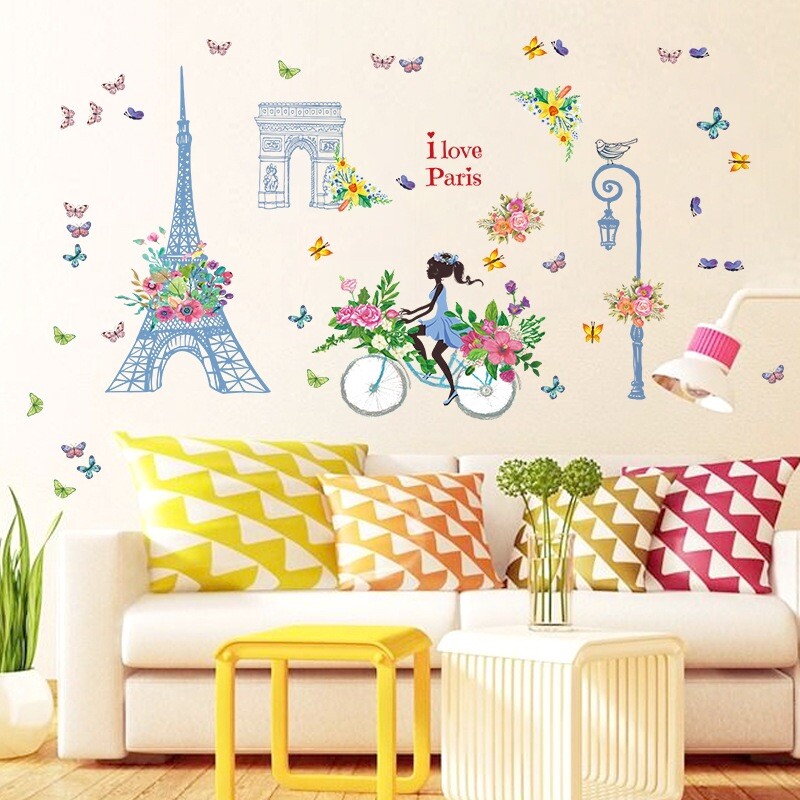 New Removable Wall Decal Paris eiffel tower Girl Sticker Home Room DIY Decor