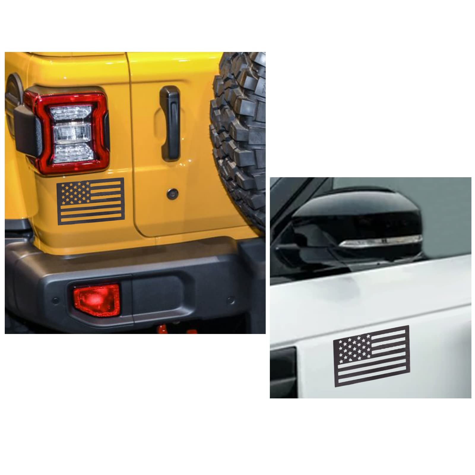 American Flag Magnet Decal, 2 Pack 6.1 x 3.7 Inch USA Flag Stickers (Black)