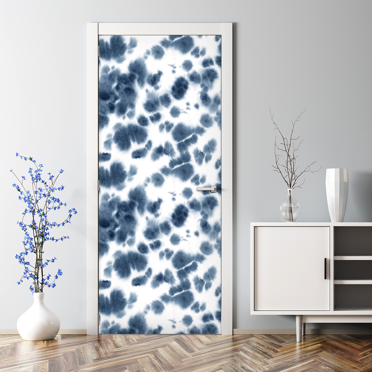 Blue Ink Bubble Free Door sticker blue Decal Reusable self adhesive peel & stick