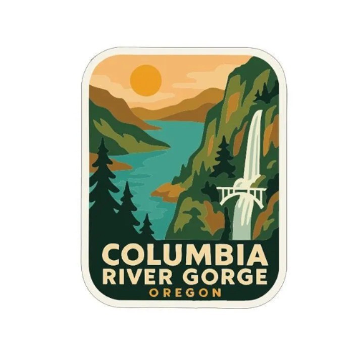 Columbia River Gorge Oregon Iron On Heat Transfer Vinyl HTV Die-Cut Symbolic