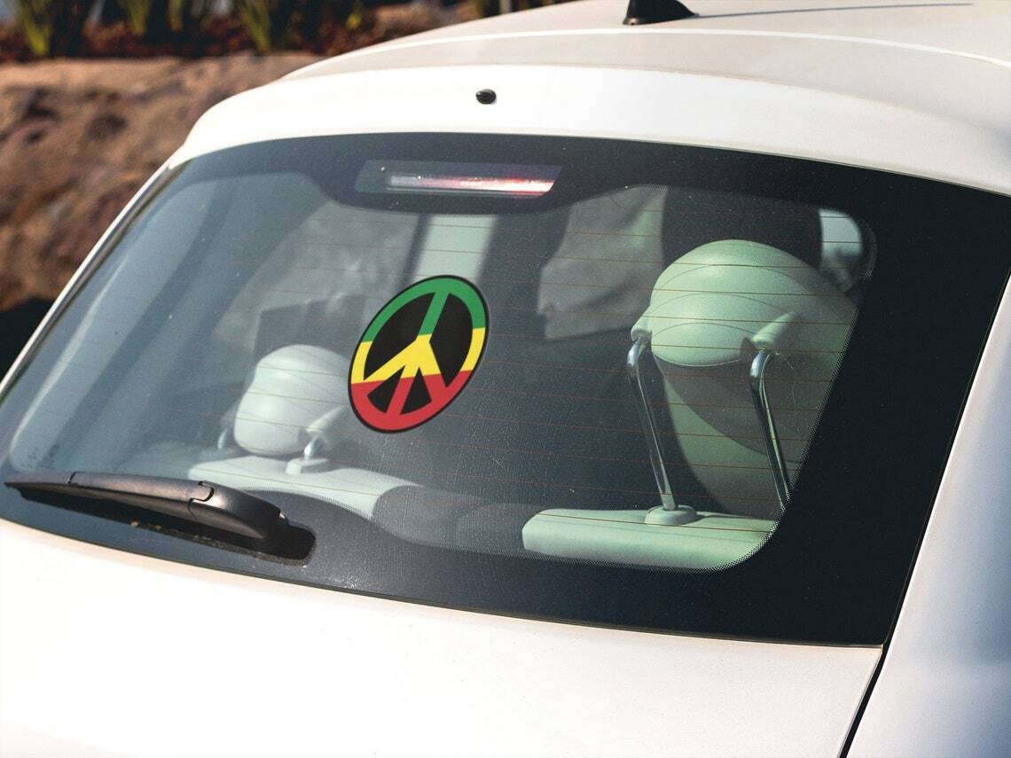 Rasta Peace Sign Sticker Decal Rastafari Rastafarianism Jamaica Rastafarian
