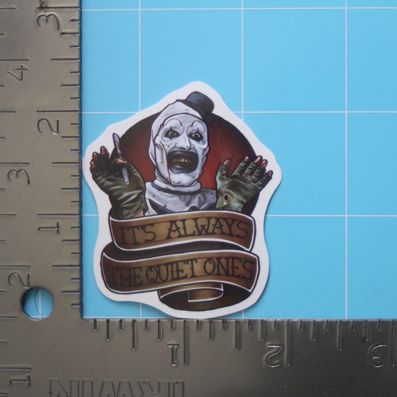 Terrifier Sticker (ART THE CLOWN) Bloody Horror Movie, Gloss PVC Decal