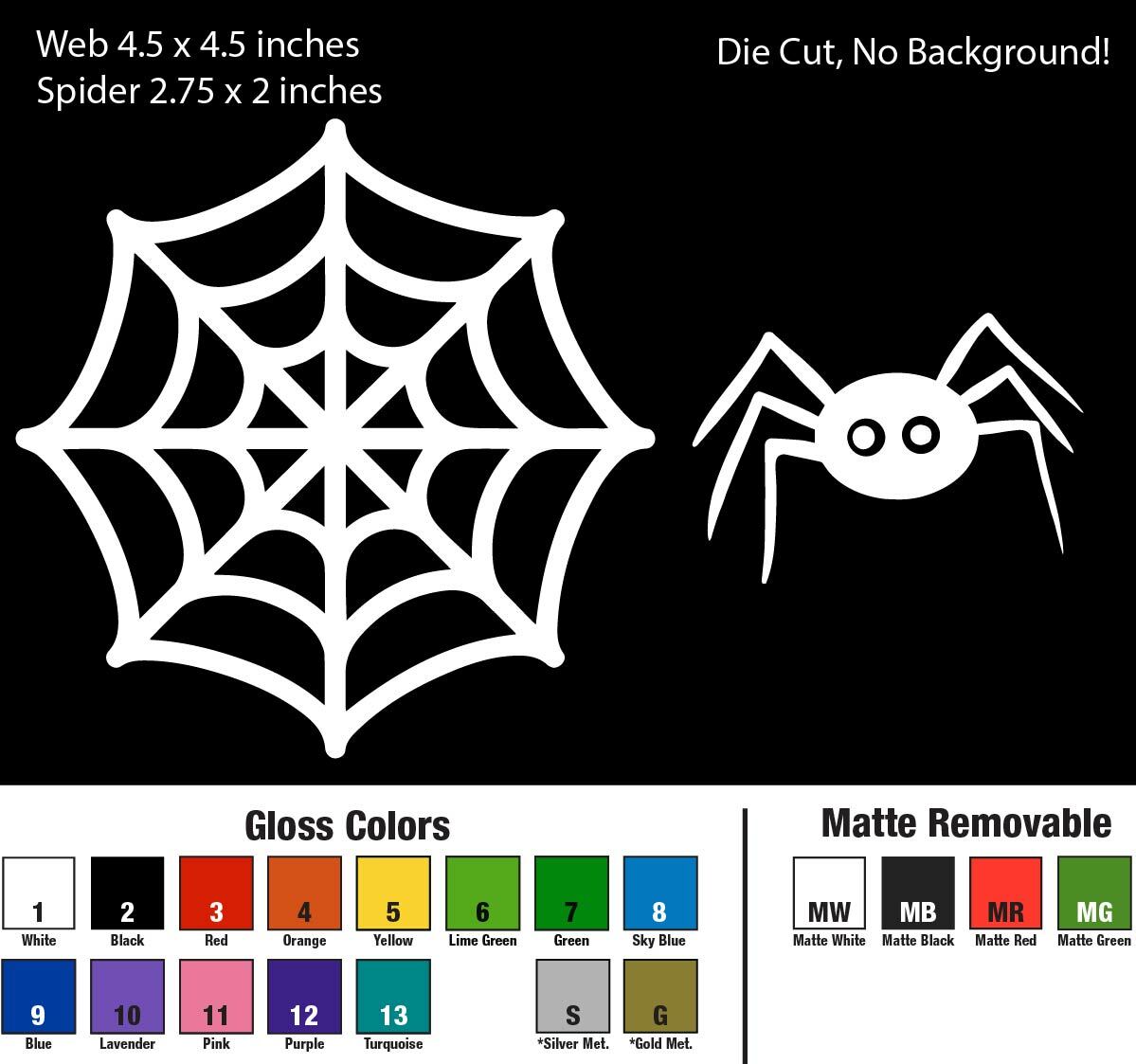 4.5" Spider and Web Decal Window Sticker Car Decor Halloween Decoration Scary