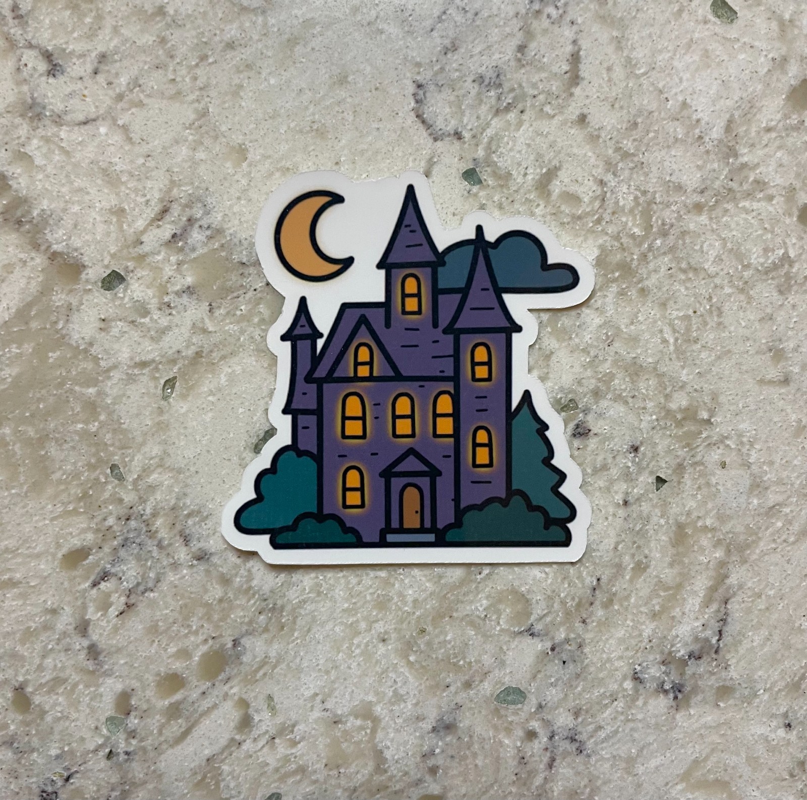 Spooky House Sticker l Gloss or Holographic Laminate l Waterproof Decal