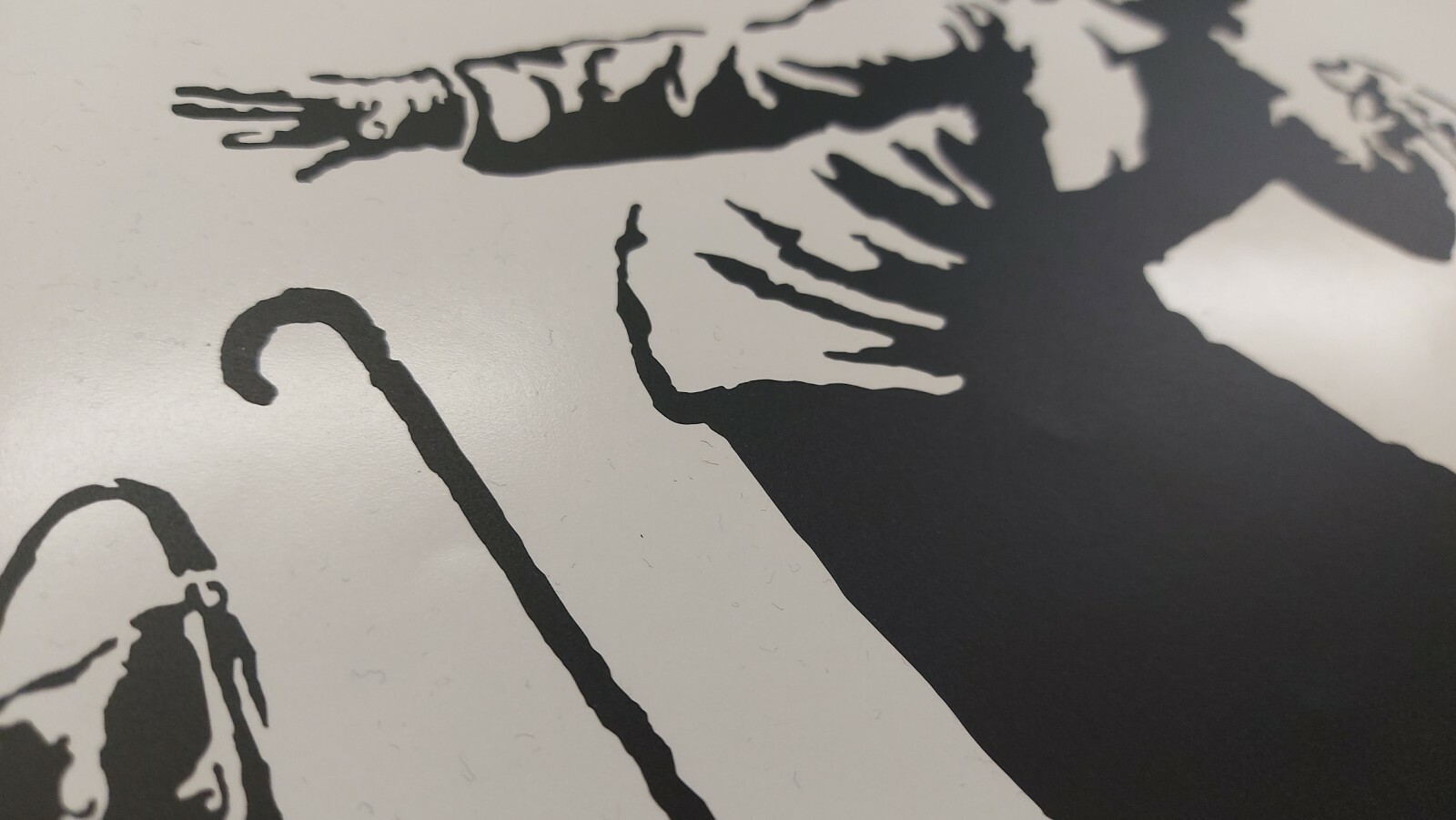Banksy Sneezing Old Woman Vinyl Decal Sticker Black 30x16cm for Wall Car Laptop