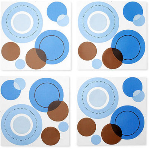 GB AVALON Blue Brown Polka Dot Circles 20 Wall Stickers Decals