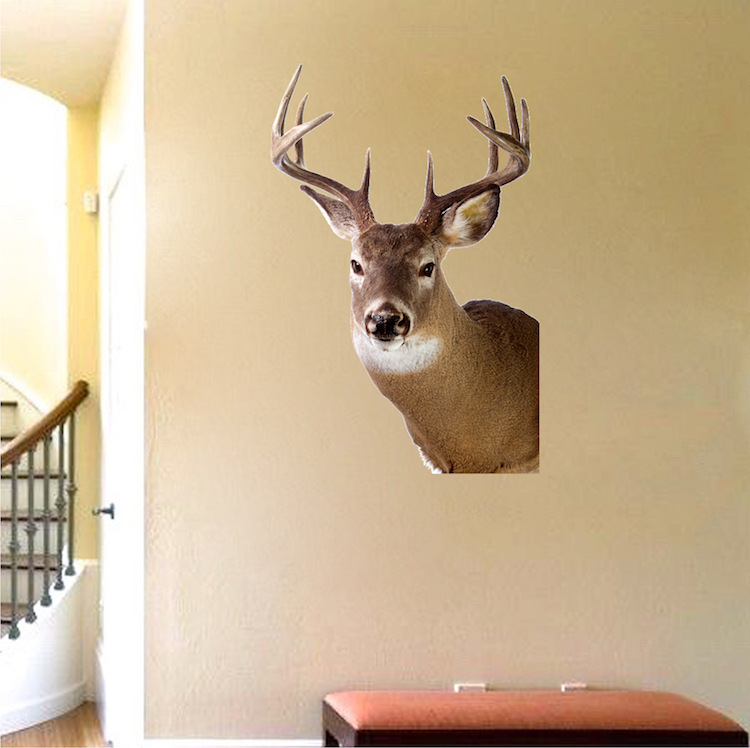 Deer Head Wall Decal Mural Antlers Hunting Wild Animals Removable Wall Art, a08