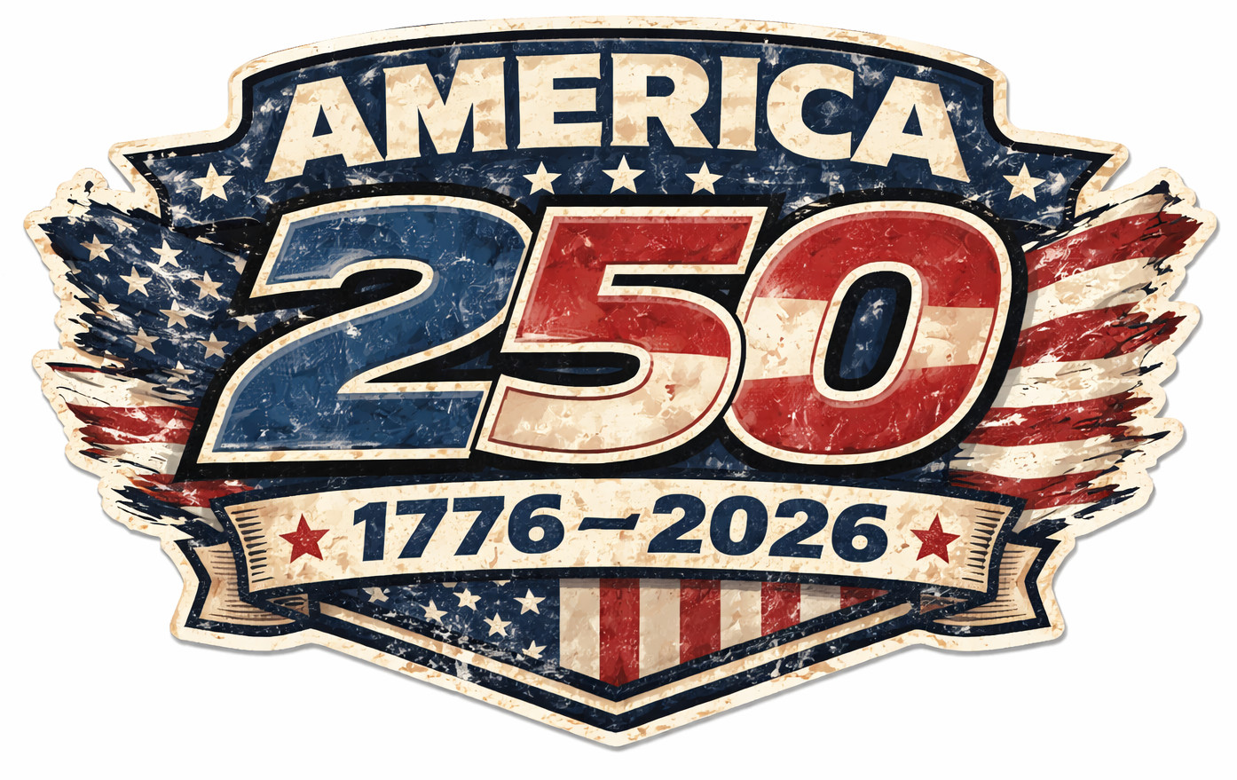America 250 YEARS – Anniversary Logo – USA 2026 – CELEBRATE – Sticker – Decal