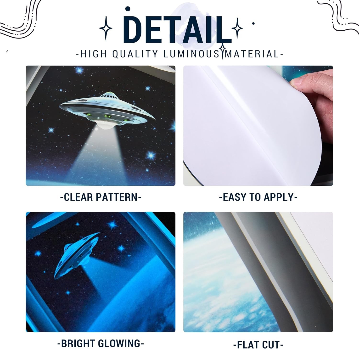 Glow in The Dark 3D Space Wall Decals, Set of 3 Galaxy Window Stickers for Wa…