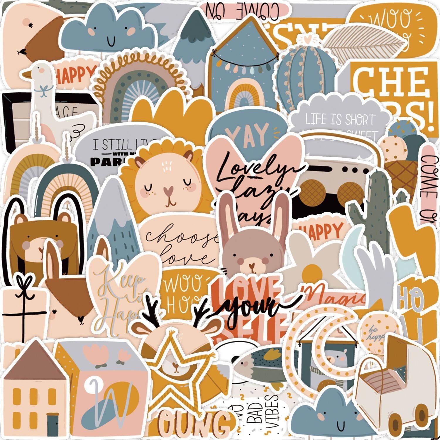 50pcs CUTE VIBE Stickers, Bottle Laptop No Residue Stickers, #249