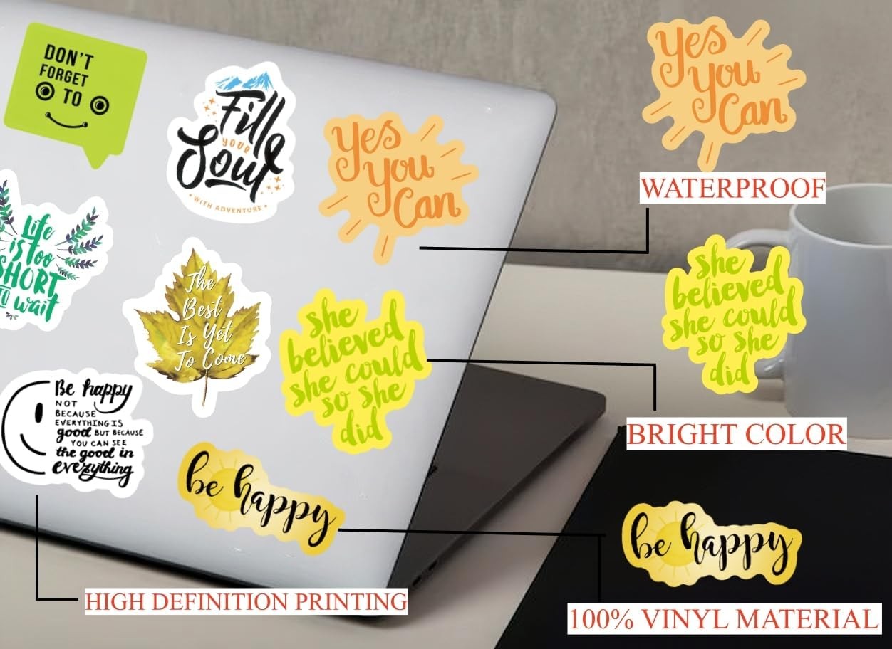 Motivational Inspirational Stickers Positive Affirmation Waterproof Vinyl 300 PC