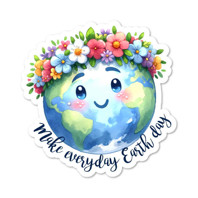 Earth Day Vinyl Sticker, Water Resistant Laptop, Scrapbook, Water Bottle 2 Sizes
