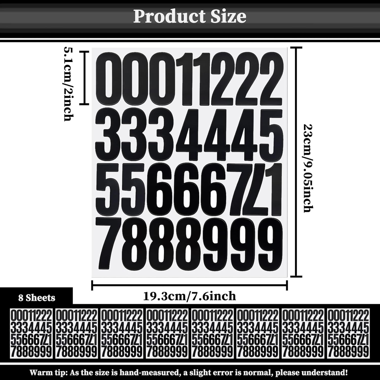 240 Numbers,2-Inch Self-Adhesive Vinyl 0-9 Number Decals Sticker for File Folder