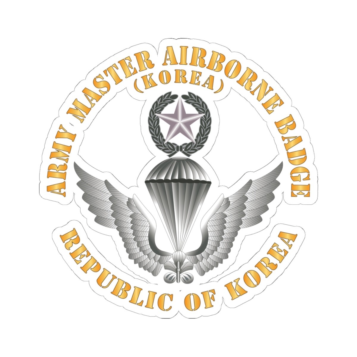 Kiss-Cut Stickers – Army Master Parachute Badge – Korea w Txt X 300