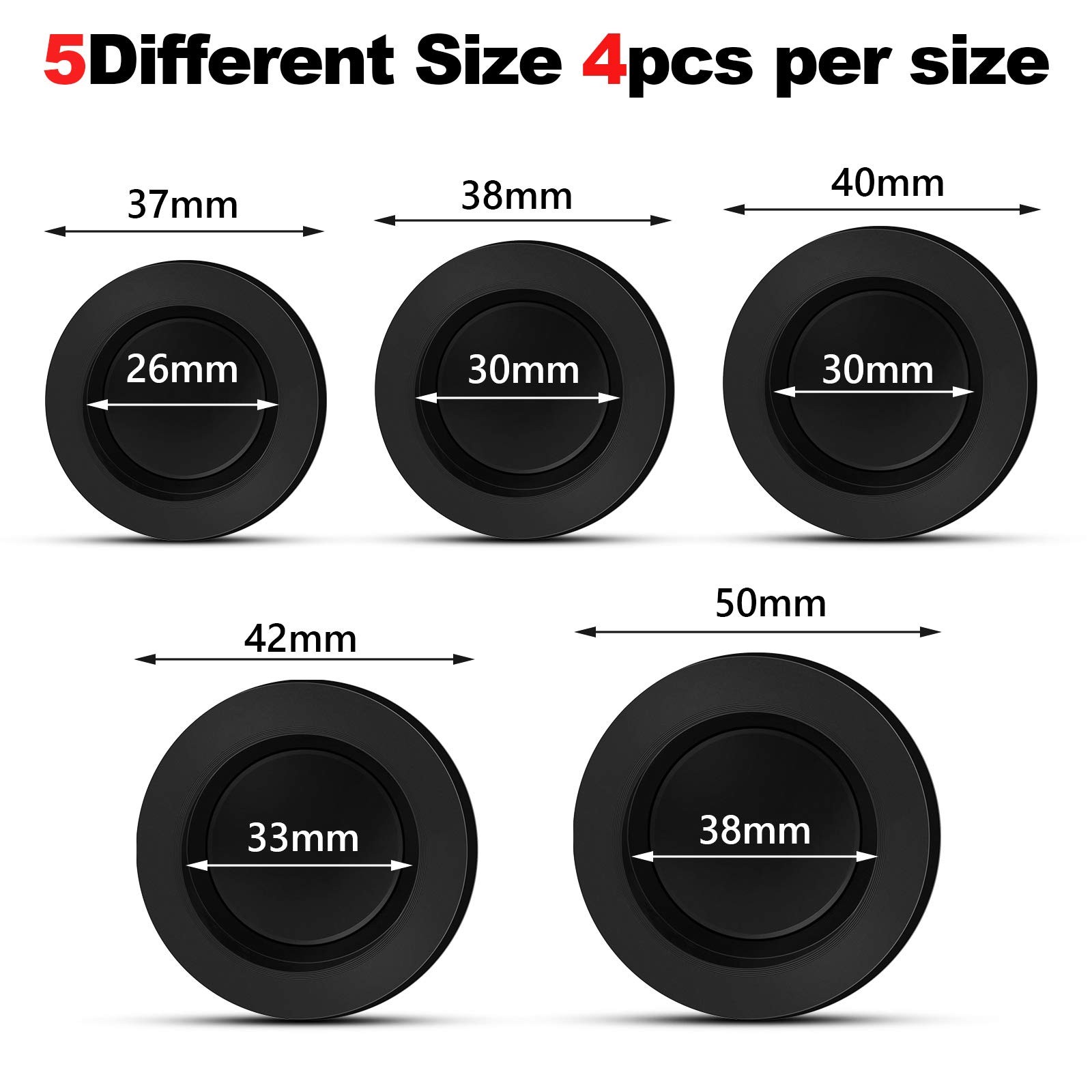 Boao 20 Pieces Piggy Bank Stopper Replacement Plugs 5 Sizes, Black